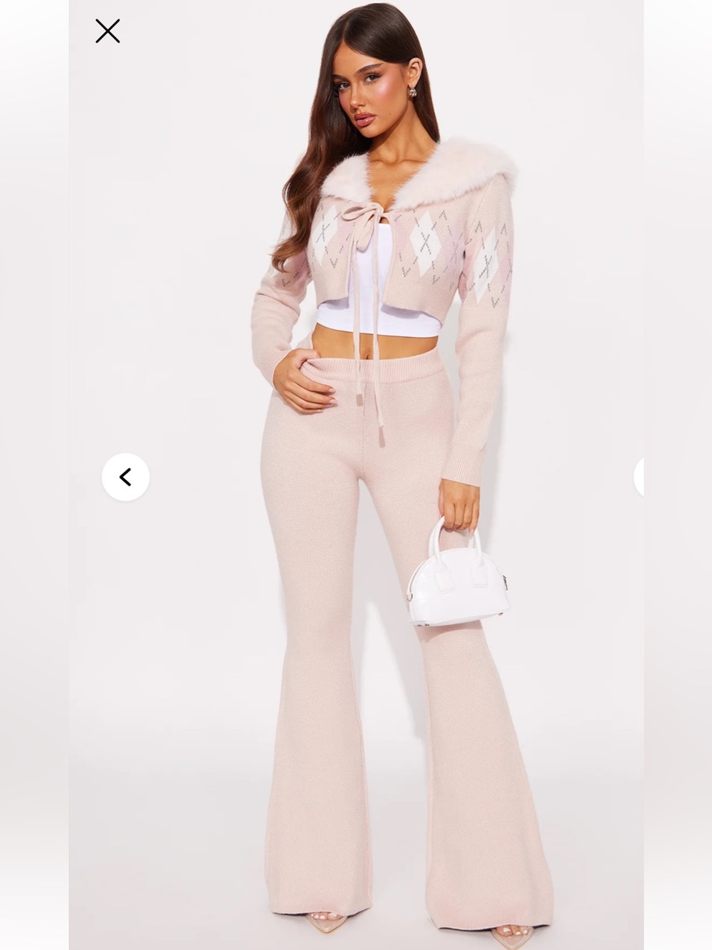 NWT Fashion Nova Feminine Touch Fur Collar Sweater Pant Set women’s sz S